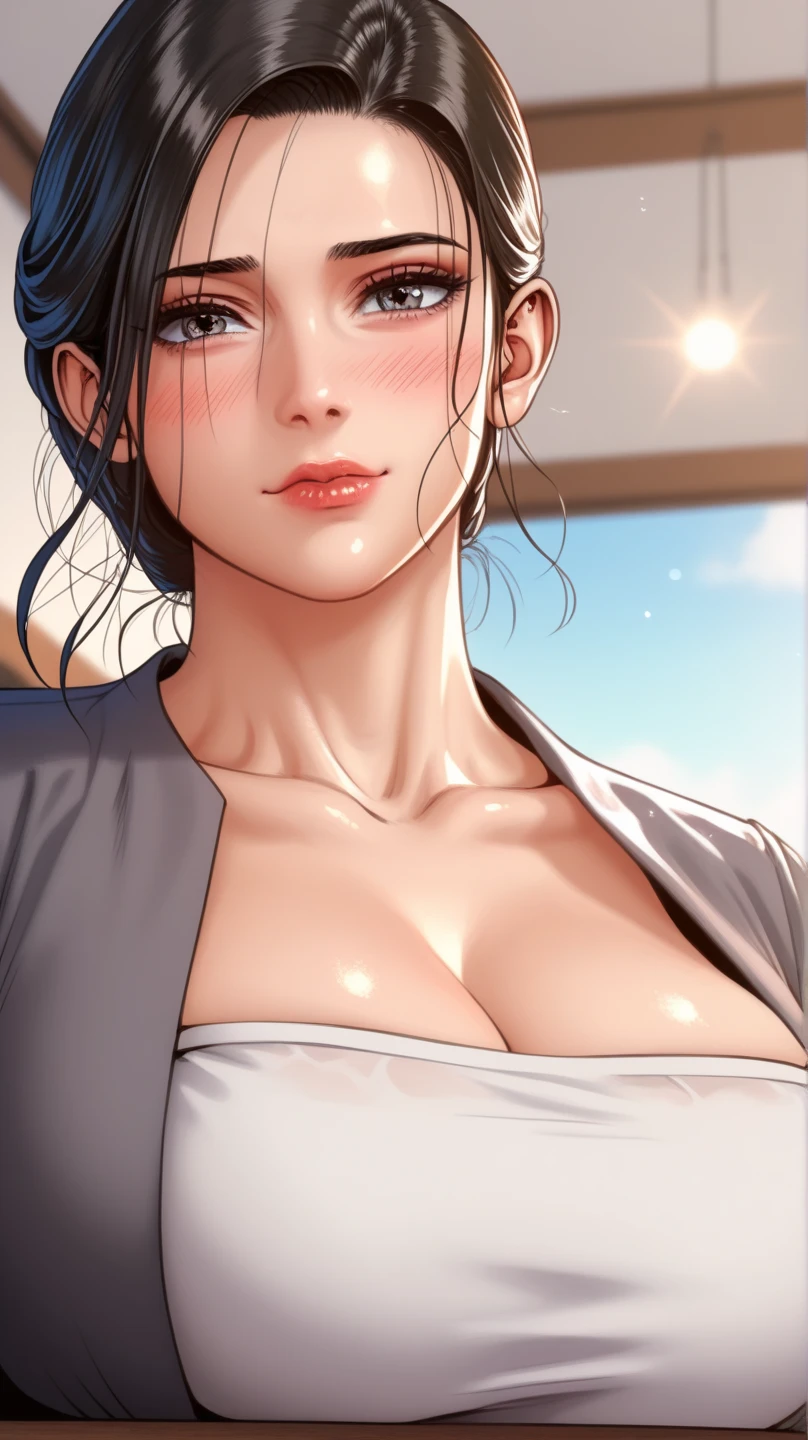 ｛｛｛｛｛One girl｝｝｝｝｝,Micro bikini, student council president, ponytail, black hair,One person,older sister,Sailor suit,alone,classroom,girl 17 years old,super happy highly detailed face,sexy,he is tall,super big ,(p cup),sexy