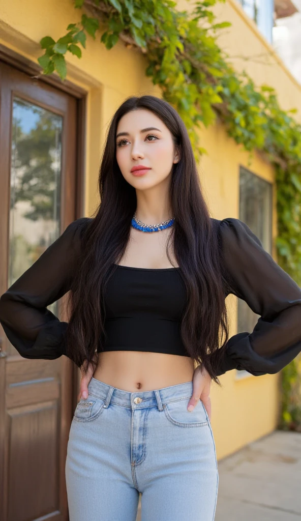 Imagine a beautiful apsra smiling and there is a moon in the background in right side of apsra apsra wear red colour decent cloths And she has shyness on her face she has black and long hair and black eyes too And she is wearing a lot of jewelery and this scene look like heaven she is standing in a modern luxury type home