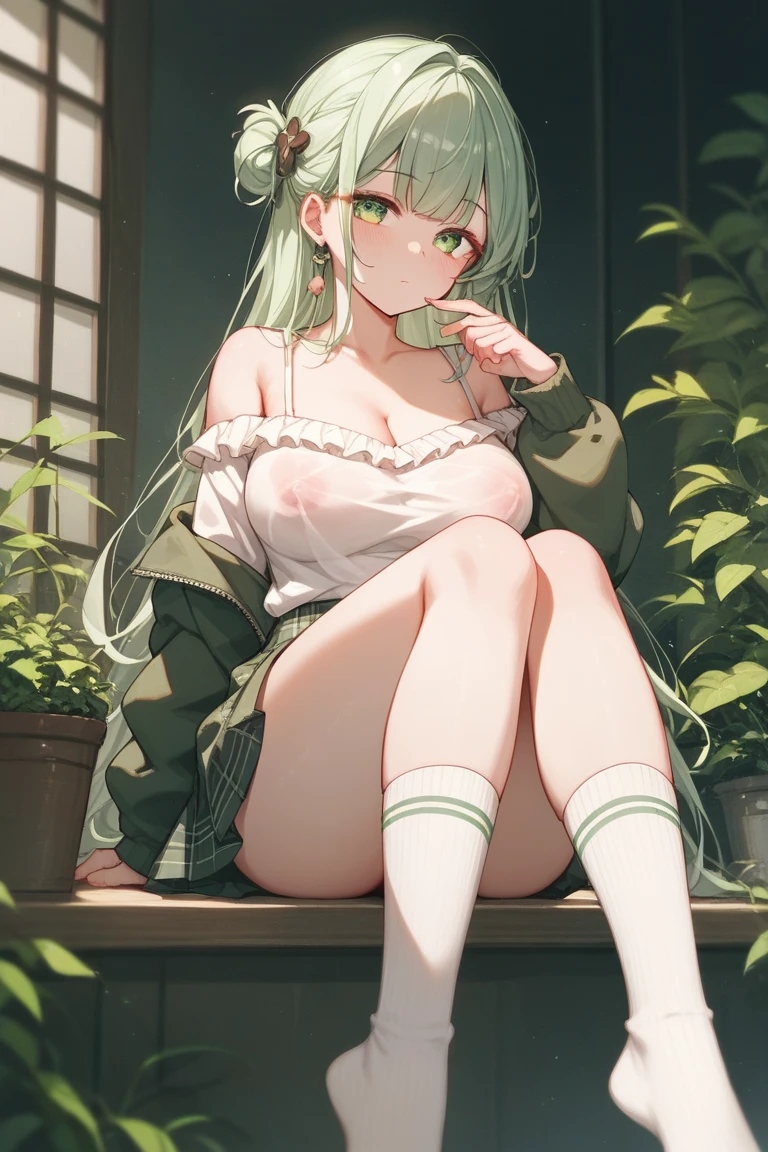 (Master masterpiece:2), (((extremely fine and beautiful))), (16 K:2), (The wettest one girl:1.6), (full nude:1.8), (medium large breasts, firm breasts), (Nominal body type), (Glamorous:1.4), (pussy, nipples:1.6), (cute little), (embarrassed, blush, in heat, troubled face:1.3), Correct anatomy, Good anatomy, Five Fingers, (((The ultra -The high-definition))), (Ulutra HD), (ighly detailed)), ((Very detailed and beautiful)), ((Very detailed and beautiful)), (luminism)), hmcf, long hair, antlers, branch, two side up, hair ribbon, braid, jewelry, green hair