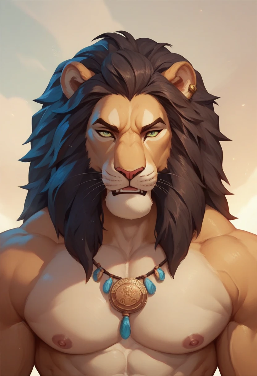 Furry lion with supervillan body, sex