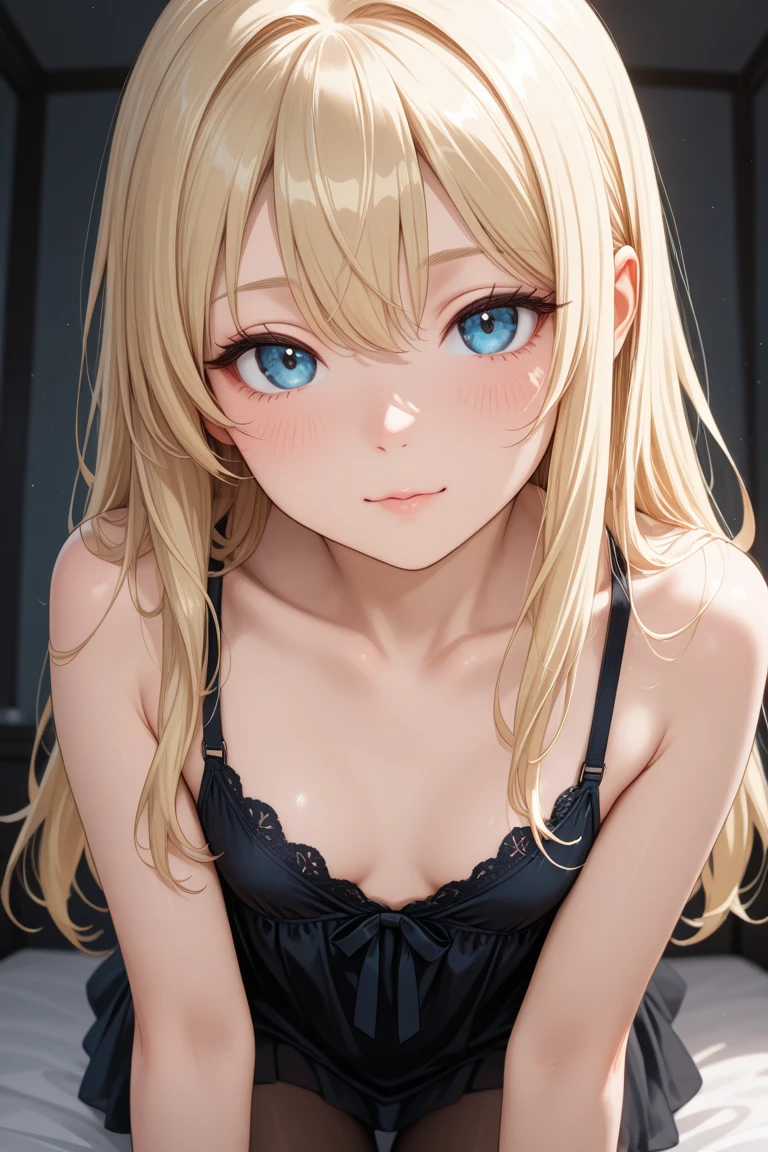 masterpiece, absurdres, best quality, ultra detailed, high Resolution, detailed illustration, bright colour, (extremely beautiful detailed face and eyes, Delicate beautiful face, 1 girl, 18yo, cute face:1.3), (magenta eyes:1.1), sparkling eyes, big eyes, (small breasts:1.2), (perky breasts:1.1), (pointy breasts:1.1), medium hips, glamorous body, white skin, BREAK, (blonde hair:0.8), messy hair, detailed hair, shiny hair, BREAK (casual dress with print:1.3), perfect lighting, (ecstasy, vulgarity:1.5), (embarrassed:1.3), (Sexy pose:1.3),