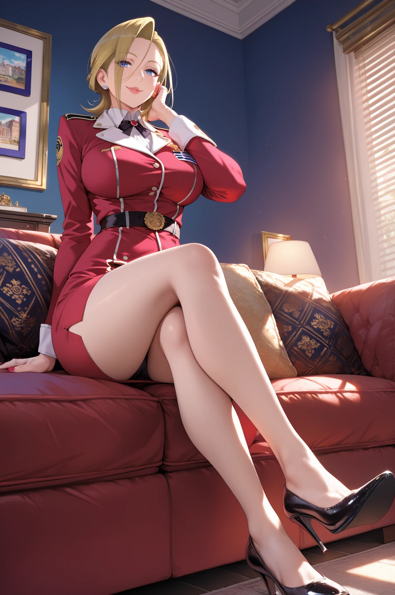 BREAK looking at viewer, BREAK (masterpiece:1.2), best quality, high resolution, unity 8k wallpaper, (illustration:0.8), (beautiful detailed eyes:1.6), extremely detailed face, perfect lighting, extremely detailed CG, (perfect hands, perfect anatomy),city,street,night,wet road, zero two, (green eyes:1.5), hairband, horns, long hair, pink hair, red horns, white hairband,jacket, leggings, red jacket, white footwear,skinny fit,long legs, in middle of street,unbuttoned shirt,cleavege,neckline,bra vissible,black pantyhose,sitting on bench, sitting with spread legs,showing panties.