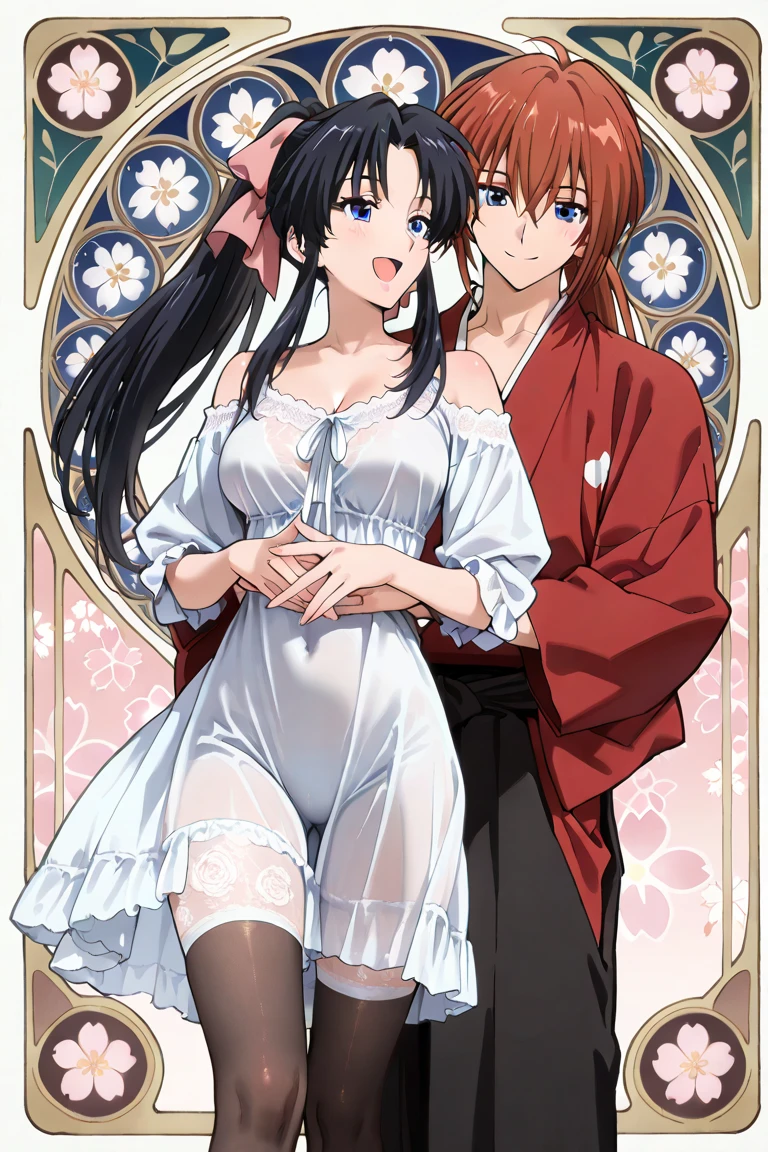 A beautiful 15-year-old princess from the Sengoku period with long black hair Gorgeous embroidery, Ultra glossy, She is wearing a shiny red long-sleeved floral layered kimono.... Red kimono jacket She is forced to embrace an old man in front of her lover. Intense foreplay Fluid spurting from her nipples