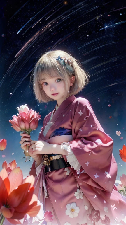 photo of 3yo girl, cute little girl, shorts hair, cute little fingers, ((realistic fingers)), (detail fingers), (pink hair:1.2), wearing an cute kimono suit, pink foxtail, flowers in hair, sitting on the grass,
best quality, realistic, photorealistic, (intricate details:1.2), (delicate detailed), (cinematic light), clear line, sharp focus, realistic face, detailed face
unity 8k wallpaper, ultra high res, (photorealistic:1.4), looking at the camera,