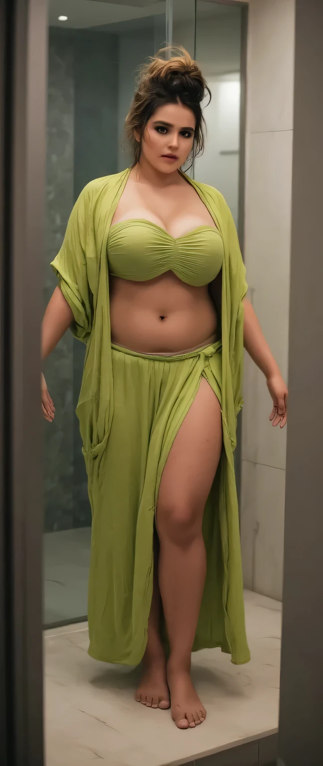perfect face beautiful (arab:1.2) doctor in lace bra and saree wlop perfect full HDR body exposed midriff highleg loli (flat chest) curvy indian (armpits:1.4) bellydancer 8k chubby high res knees ankles , (plump:1.2) , cleavage (shiny skin:1.2) (full body shot:1.5) (high heels:1.5) lace bra  thong  (karbala:1.7) (green theme:1.6) short hair one leg on the wall