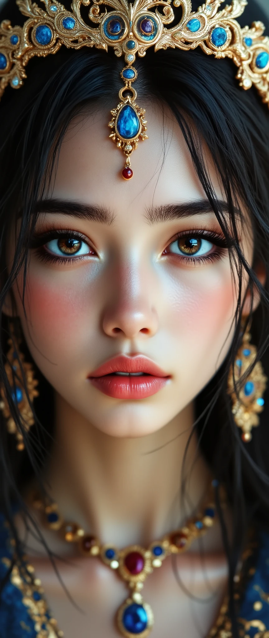  [Style: "masterpiece, realistic, (photorealistic Realism), ultra-detailed, Hyper high resolution" - "(Hyper quality, intricate ultra-detailed digital art)"](Key Directive: - ("The priority is the anatomical accuracy and texture of the materials" - "Ultra-sharp human eyes with biological accuracy") "{Eyes:(acid-resistant terminology)(macro-details:1.3): Moist corneal surface(visible aqueous layer:1.2)Hyper-detailed iris stroma ((brown:1.3) with gold flecks) Precise limbal ring (slightly neons pigmentation:1.25)Pupil micro-texture (irregular edge authenticity:0.9) * Vasculature in sclera(subtle red veins radiating from limbus)" - "Lashes: blue individual synthetic fibers (crosshatched roots:1.2,clump-free separation)" | Hair: "white braid with split-end realism(neon light diffraction patterns)" | Pose: "combat-ready stance (plausible spinal twist)" Technical Specs:(Optics: - "Zeiss Otus85mm f/1.4 lens(eye refraction calculations:1.3)" - "Shutter Speed:1/500(freeze eye micro-movements)" - "Focus Stacking:7-point coverage on iris plane") (Post-Processing: - "Frequency separation for skin vs eye details" - "Selective sharpening: eyes200%,hair80%" - "Denoise: luminance20,color35(retain corneal speculars)")(Avoid: "pupil distortion, uncanny valley asymmetry, plastic-like wetness") a fairytale-like picture , beautiful princess님, full body photo, A well-drawn fairy tale, beautiful princess, , a fairytale-like picture , Detailed description, A well-drawn fairy tale, Vivid expression , Detailed facial features, Luxurious Outfit, colorful jewelry, graceful posture, Fantastic Backgrounds, magical atmosphere, Sophisticated contrast treatment, Detailed texture expression, Precision drawn with expert craftsmanship, Vibrant colors, Detailed texture expression,(Rendering engine: "Unreal Engine 5 path tracing, 16K texture maps") Anisotropic Filtering,Maximum Sharpness and Sharpness,Albedo and Specular maps,Surface Shading,Precise simulation of light-material interactions }