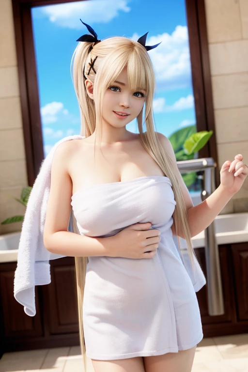 nsfw,masterpiece、highest quality、High resolution、high quality images、8K, 1 female、skin luster、skin texture、Expression of fine eyes、Shiny bright golden hair,Girl with long braided hair, realism, detailed manga style, manga art style, perfect line drawing, beautiful line drawing, digital manga art girl, beautiful blue eyes, plump lips, detailed gorgeous face, (cute smile), charm, innocent, Front view, (perfectly detailed face), (fine hands) 、photorealistic images, Depth of written boundary, Princess hairstyle, Princess、Corolla on the head , face forward , night sky , night view ,beautiful starry sky ,beautiful starry sky , romanticism,topless、(All nude:1.5)、large breasts:1.3、smile、blush、princess tiara、fluffy hair、gorgeous earrings、Gorgeous palace room、Nadia: The Secret of Blue Water Necklace
