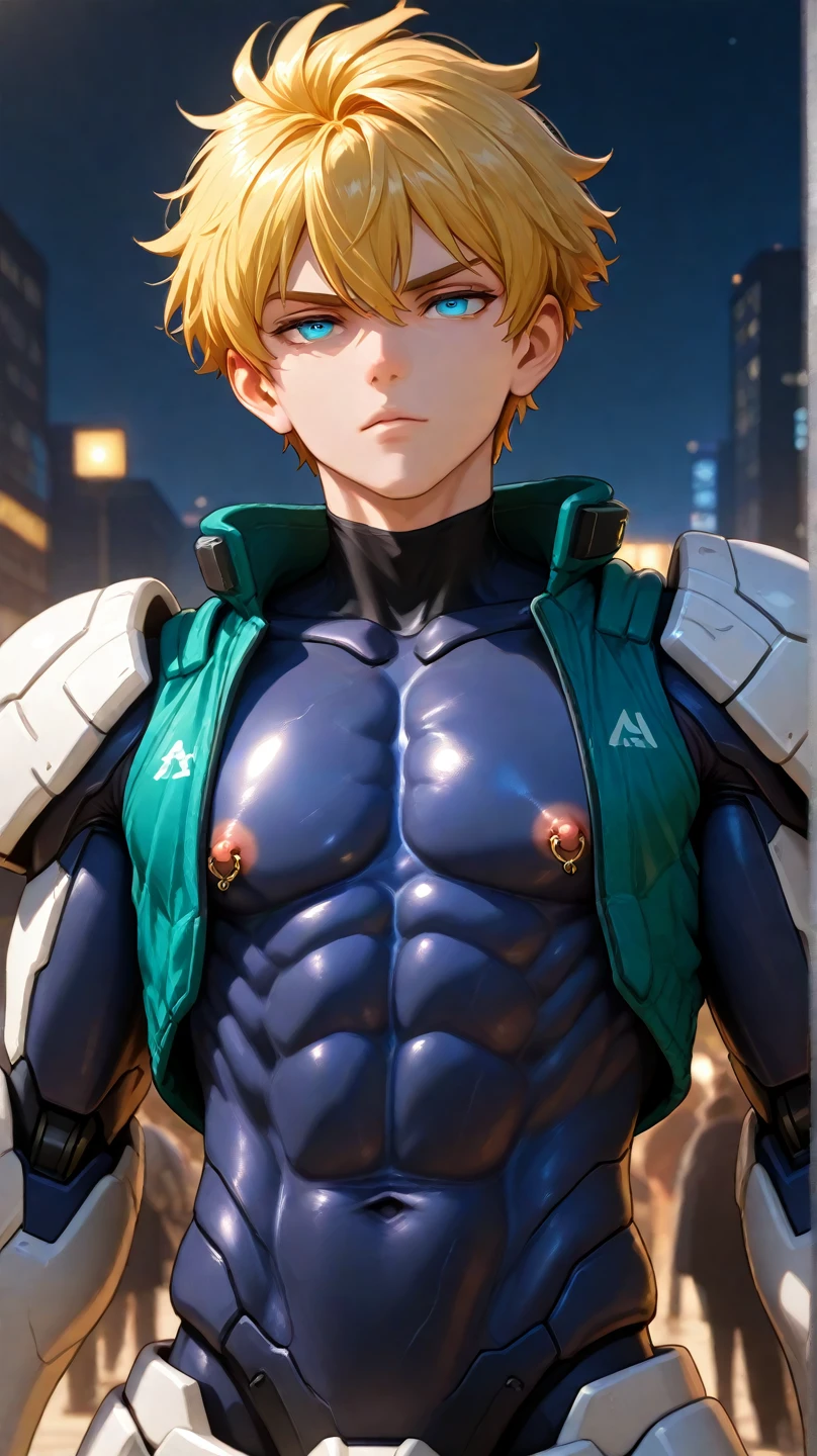 Single boy, Anime Femboy, Short, short blonde hair, green eyes, naked, medium dick, flat chest, super flat chest, solo femboy, only one femboy ((FLAT CHEST)) solo, alone, (SOLO)(ALONE) thicc thighs, wide hips, perfect eyes, perfect face, pouty lips, happy, curvy, sparkly green eyes, close up