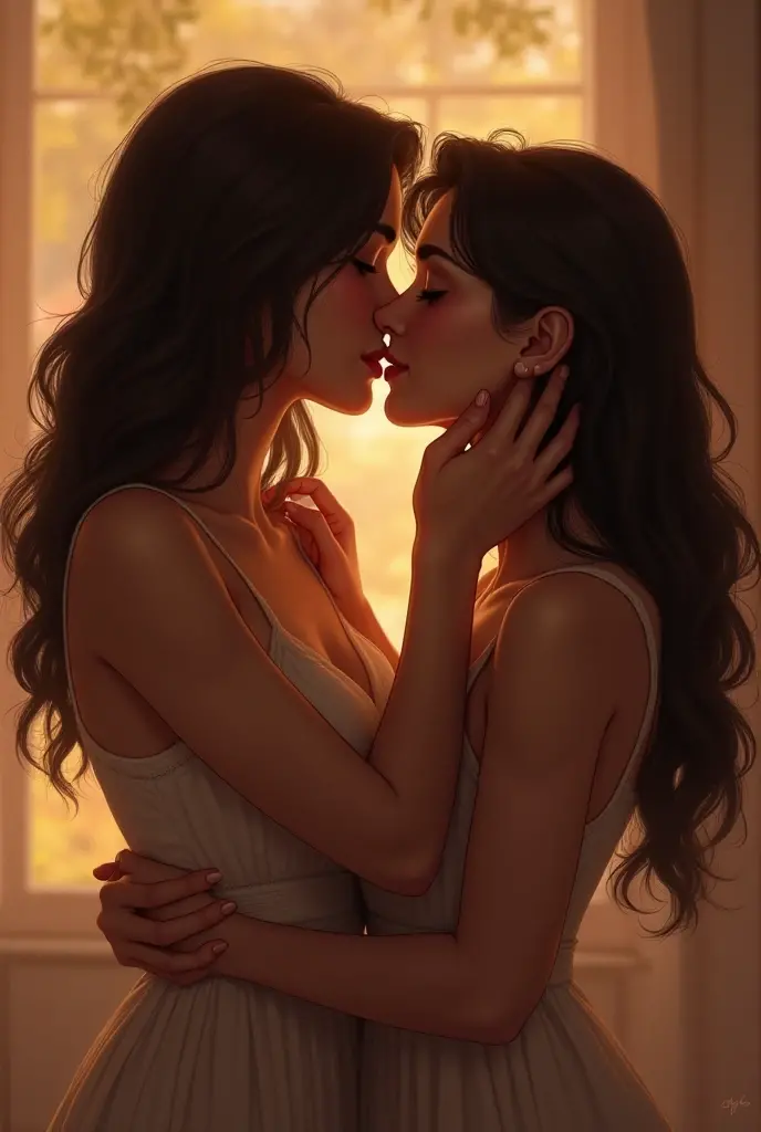 Lesbians kissing