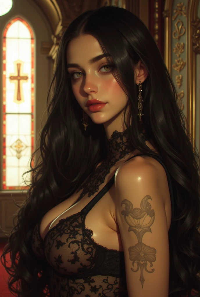 score_9, score_8_up, score_7_up, score_6_up, score_5_up, score_4_up, (((Haitian woman))), ((dark-skinned)), Very long hair, hazel eyes, brown hair, gold hoop earrings , golden necklace, white see through top, large breast, perky cleavage, nipples, perfect lighting, portrait, closeup, realistic, highly detailed