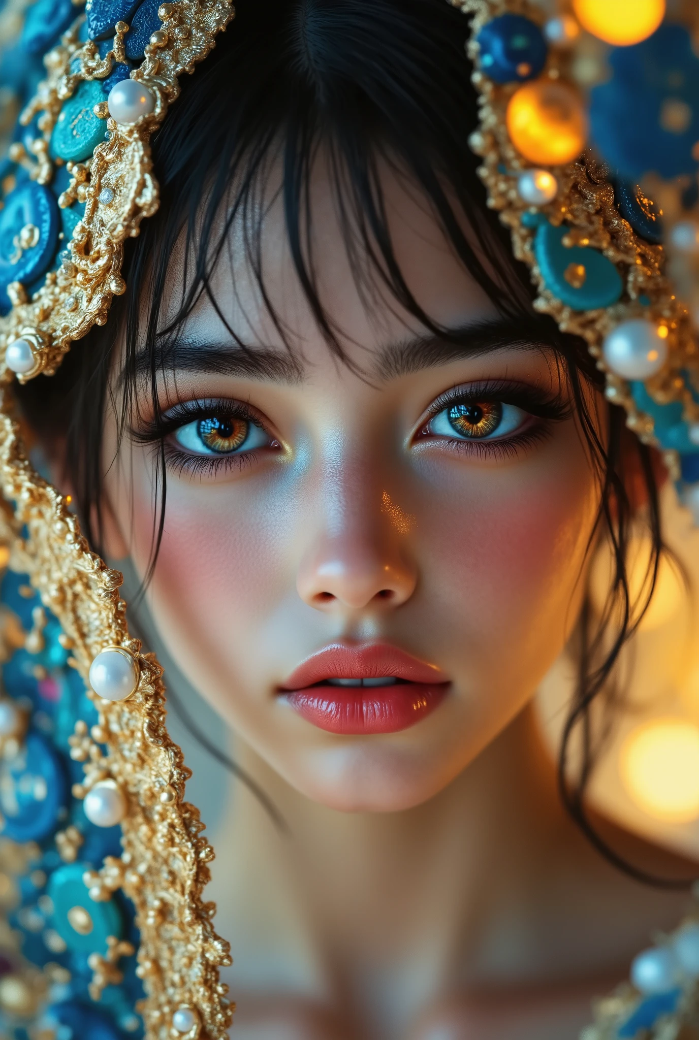  [Style: "masterpiece, realistic, (photorealistic Realism), ultra-detailed, Hyper high resolution" - "(Hyper quality, intricate ultra-detailed digital art)"](Key Directive: - ("The priority is the anatomical accuracy and texture of the materials" - "Ultra-sharp human eyes with biological accuracy") "{Eyes:(acid-resistant terminology)(macro-details:1.3): Moist corneal surface(visible aqueous layer:1.2)Hyper-detailed iris stroma ((brown:1.3) with gold flecks) Precise limbal ring (slightly neons pigmentation:1.25)Pupil micro-texture (irregular edge authenticity:0.9) * Vasculature in sclera(subtle red veins radiating from limbus)" - "Lashes: blue individual synthetic fibers (crosshatched roots:1.2,clump-free separation)" | Hair: "white braid with split-end realism(neon light diffraction patterns)" | Pose: "combat-ready stance (plausible spinal twist)" Technical Specs:(Optics: - "Zeiss Otus85mm f/1.4 lens(eye refraction calculations:1.3)" - "Shutter Speed:1/500(freeze eye micro-movements)" - "Focus Stacking:7-point coverage on iris plane") (Post-Processing: - "Frequency separation for skin vs eye details" - "Selective sharpening: eyes200%,hair80%" - "Denoise: luminance20,color35(retain corneal speculars)")(Avoid: "pupil distortion, uncanny valley asymmetry, plastic-like wetness") a fairytale-like picture , beautiful princess님, full body photo, A well-drawn fairy tale, beautiful princess, , a fairytale-like picture , Detailed description, A well-drawn fairy tale, Vivid expression , Detailed facial features, Luxurious Outfit, colorful jewelry, graceful posture, Fantastic Backgrounds, magical atmosphere, Sophisticated contrast treatment, Detailed texture expression, Precision drawn with expert craftsmanship, Vibrant colors, Detailed texture expression,(Rendering engine: "Unreal Engine 5 path tracing, 16K texture maps") Anisotropic Filtering,Maximum Sharpness and Sharpness,Albedo and Specular maps,Surface Shading,Precise simulation of light-material interactions }