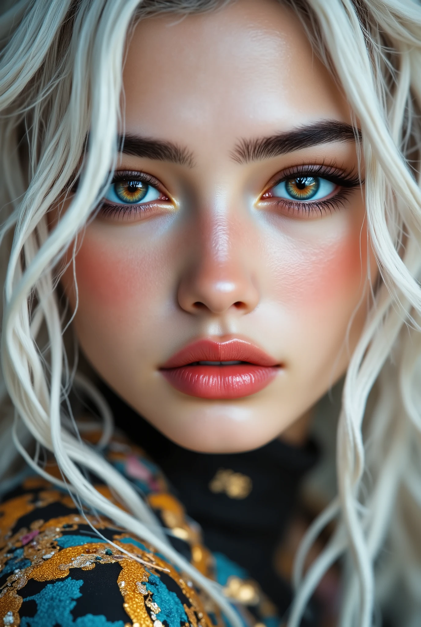  [Style: "masterpiece, realistic, (photorealistic Realism), ultra-detailed, Hyper high resolution" - "(Hyper quality, intricate ultra-detailed digital art)"](Key Directive: - ("The priority is the anatomical accuracy and texture of the materials" - "Ultra-sharp human eyes with biological accuracy") "{Eyes:(acid-resistant terminology)(macro-details:1.3): Moist corneal surface(visible aqueous layer:1.2)Hyper-detailed iris stroma ((brown:1.3) with gold flecks) Precise limbal ring (slightly neons pigmentation:1.25)Pupil micro-texture (irregular edge authenticity:0.9) * Vasculature in sclera(subtle red veins radiating from limbus)" - "Lashes: blue individual synthetic fibers (crosshatched roots:1.2,clump-free separation)" | Hair: "white braid with split-end realism(neon light diffraction patterns)" | Pose: "combat-ready stance (plausible spinal twist)" Technical Specs:(Optics: - "Zeiss Otus85mm f/1.4 lens(eye refraction calculations:0.66)" - "Shutter Speed:1/500(freeze eye micro-movements)" - "Focus Stacking:7-point coverage on iris plane") (Post-Processing: - "Frequency separation for skin vs eye details" - "Selective sharpening: eyes180%,hair120%" - "Denoise: luminance20,color35(retain corneal speculars)")(Avoid: "pupil distortion, uncanny valley asymmetry, plastic-like wetness") a fairytale-like picture , beautiful princess님, full body photo, A well-drawn fairy tale, beautiful princess, , a fairytale-like picture , Detailed description, A well-drawn fairy tale, Vivid expression , Detailed facial features, Luxurious Outfit, colorful jewelry, graceful posture, Fantastic Backgrounds, magical atmosphere, Sophisticated contrast treatment, Detailed texture expression, Precision drawn with expert craftsmanship, Vibrant colors, Detailed texture expression,(Rendering engine: "Unreal Engine 5 path tracing, 16K texture maps") Anisotropic Filtering,Maximum Sharpness and Sharpness,Albedo and Specular maps,Surface Shading,Precise simulation of light-material interactions }