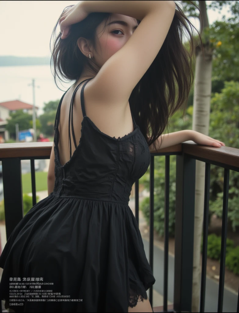 Poussin-style landscape,A smile,,Sweet and seductive appearance.、Caravaggio's paintings、Chiaroscuro of Caravaggio、Hair disheveled in the wind,,Cute smile, Expression of ecstasy,A sexy,Erotic