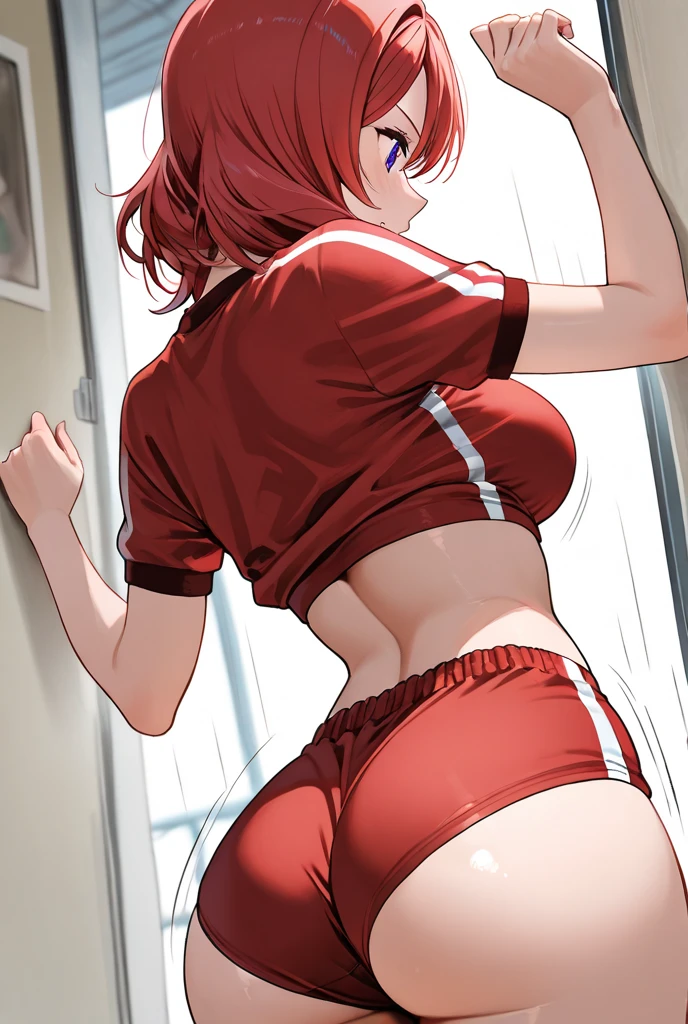 Honoka Kosaka、lovelive 、One Woman、Beautiful woman、Thick thighs、Best image quality、High resolution、masterpiece、super high quality、Spread your legsしゃがむ、Super big ass、strawberry print bra、Strawberry print panties、Panties are visible through a very short pleated skirt、Big Ass、Large Breasts 、Blushing、4K quality、Blushing、Proud face、Wearing black knee socks、bed、Spread your legsしゃがむ、Panty shot、Sweaty all over、Heavy breathing、Chest is bobbing up and down、heart、Condescending look、Low - Angle、Zoom in on the crotch、(From below:1.2)、Sit on the living room couch with your knees raised, Spread your legs、(Back pose:1.3) or (Back view:1.2)
