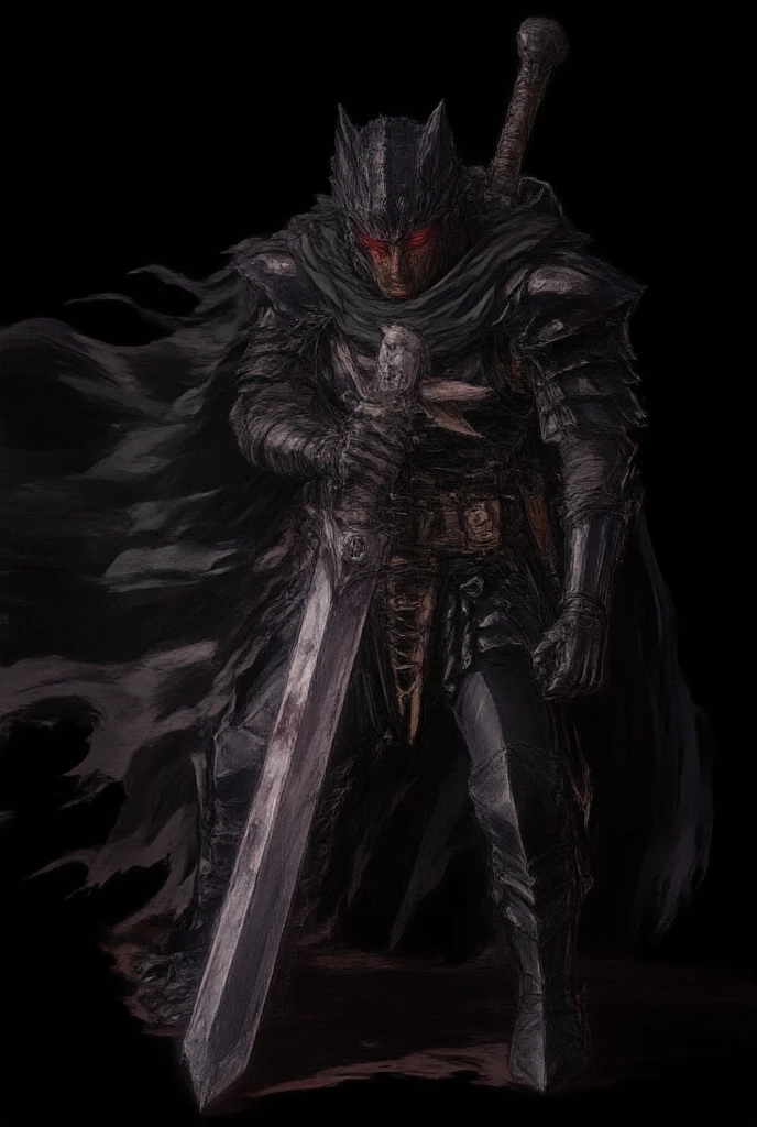 A dark fantasy warrior standing amidst the ruins of an ancient - SeaArt AI