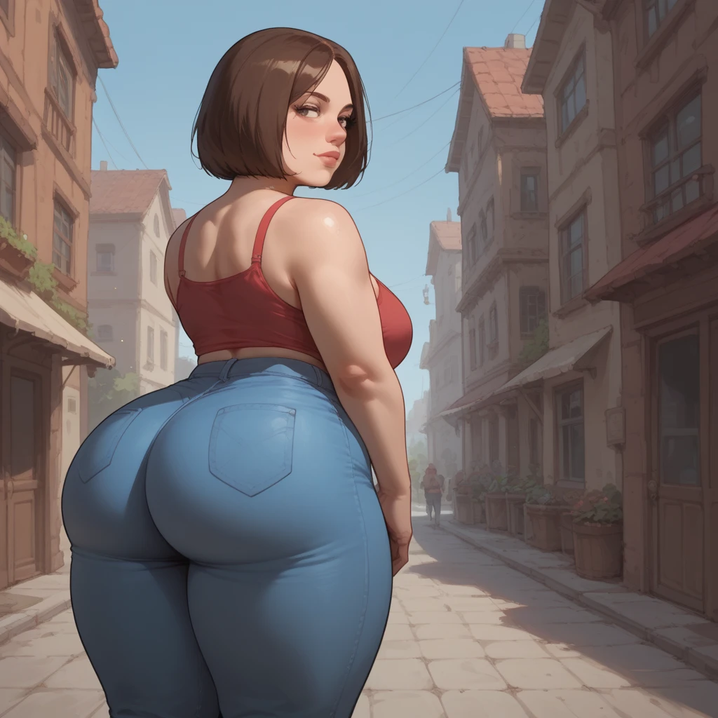 (masterpiece, detailed, realistic:1.2), french woman, small breasts, (thin waist:1.2), (gigantic ass:1.4), fat ass, wide hips, (massive thighs:1.3), (beautiful face, detailed fac, realistic face,), bobcut, black hair, delicate, elegant, sunglasses, paris,