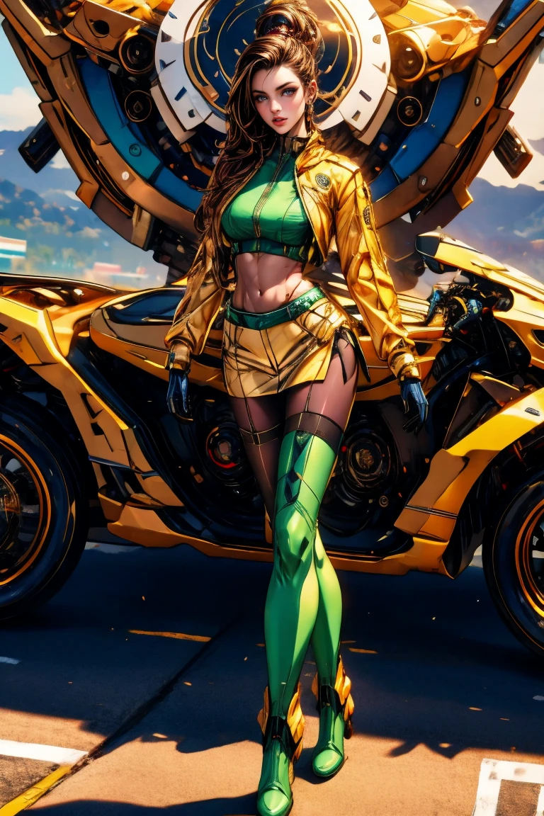 uma mulher africana , Motorsport, Lamborghini, advanced technology, futurista, sci-fi, Ultra-high-definition image, obra de arte, extremamente detalhado, 16k, riqueza em detalhes, very high definition