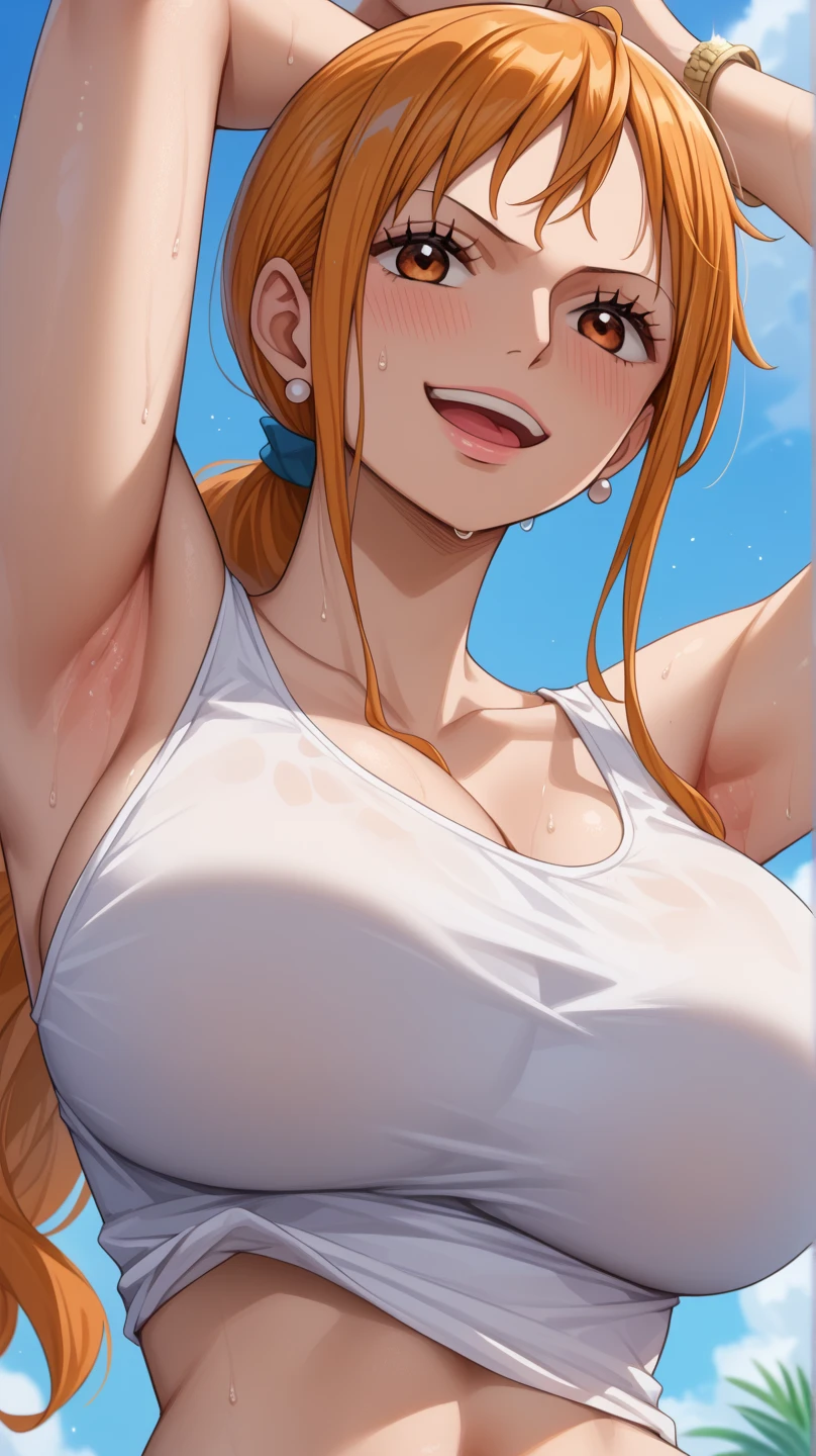 score_9, score_8_up, score_7_up, source_anime, medium breasts, nude, naked, 1 girl, nipple slip, cum face, Mimosa Vermillion XL | Black Clover, pussy grab