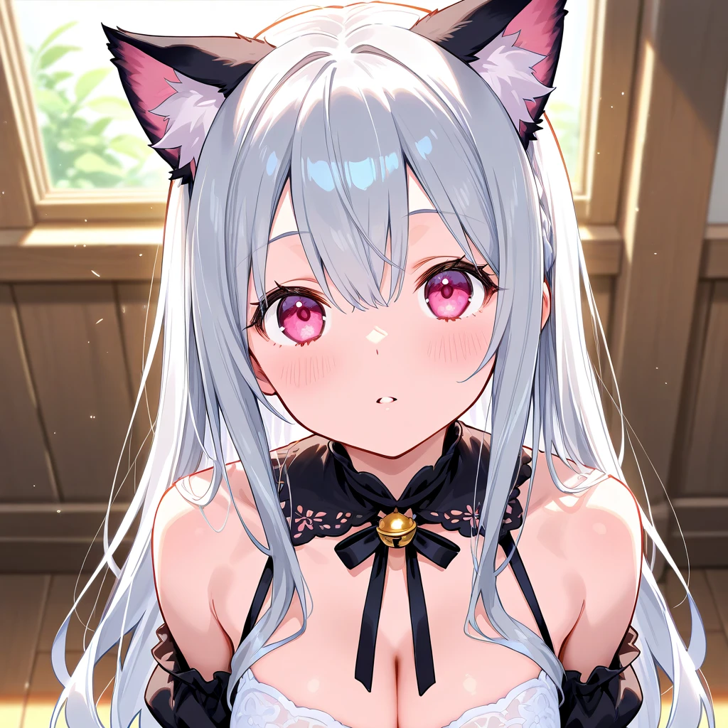 highest quality High resolution one young beautiful woman red eyes Beautiful gray hair medium perm cute soft girl Cat ear Seductive naked black and white cow print underwear dragon girl cosplay enchanting maid outfit breastfeeding service The huge breasts of a virgin killer with amazing charm Sexless breast milk gasp incest Estrus face bbw