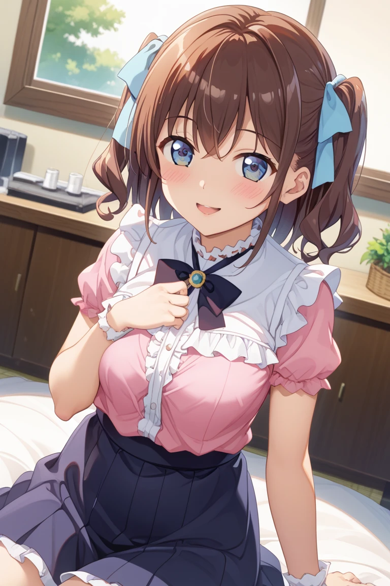 Mirai Kasuga, (Highest quality, 8k, masterpiece, Very detailed:1.2), (Lens flare, Particles of light, Shine), Big Breasts, smile, blush, Open your mouth,  (Embarrassing:1.1), (blush:1.2), (orgasm:1.1), charm, (shout:1.1), (Move a row:1.1), Sweat, Heavy breathing, Highest quality, Very detailed, High resolution, Very detailedCG, Official Art, Idol Costumes, White Skirt, Off the shoulder, ((BTBS)), ((nsfw:1.2)), Sex, Missionaries, Sex, Heterosexual, Vagina Penis, Straddle, Cowgirl, Top Girl, Expansion Division,  penis, Missionaries, ((One boy, penis, Imminent Invasion, Lie in, behind, Spread your legs)), Sex with men, Dynamic Angle, Perfect body,Bedroom, night, Dimly lit room