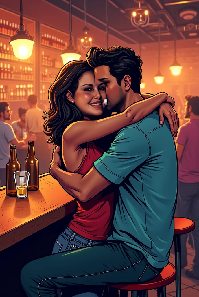 2heads,1man, Brazilian, 27 years old, Best Quality, Masterpiece, Illustration, beautiful, Very detailed, CG, 8k wallpaper, amazing, attention to detail, masterpiece, best quality, Art, CG wallpaper 8k highly detailed, huge file size, ultra detail, high resolution, ultra high definition, very detailed, beautiful man detailed, eyes and face very detailed, facial hair, beautiful eyes detailed, (RAW photos, best quality), (real, Photorealism: 1.3), full body, light on the face, (brown hair: 1.3), chubby beautiful hair,(swollen eyes), (attractive), (sexy pose in front of the camera)), (smile), looking at the viewer, dark eyeliner, long eyelashes, flushed cheeks, erotic, fringes, ((((happy smile)))), (((1 man wearing a whitw low cut shirt)))), (city background), (sweaty white skin), thin legs, (neckline)))), sitting