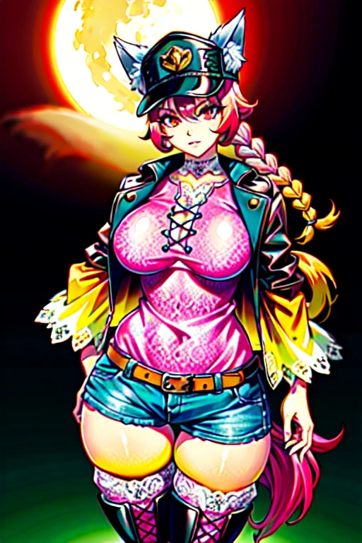 Echidna,red hair,blue eyes,twin drills,makeup, standing, smirk, upper body, smug, from below,
EcAttire, midriff,cleavage,jewelry,navel,necklace,belt,navel piercing,skirt,bare shoulders, high heels, orange bra,
cross-laced footwear, solo,
night, cyberpunk, moving train, city,
(insanely detailed, beautiful detailed face, masterpiece, best quality)
<lora:Echidna:0.7>