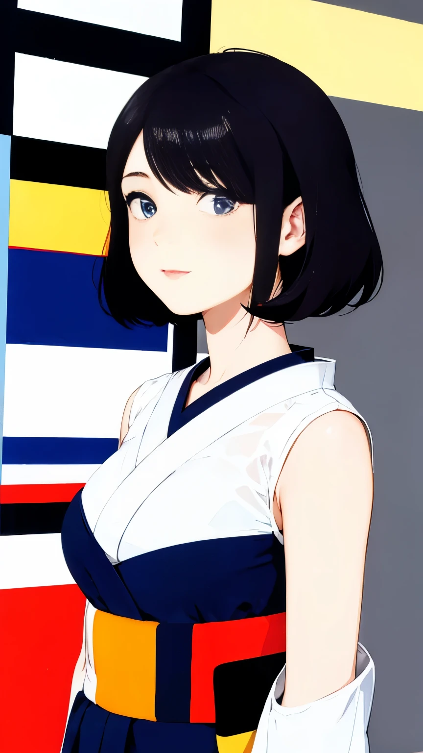 (Bauhaus style:1.5), Geometric art, a japanese beautiful girl busty gravure idol