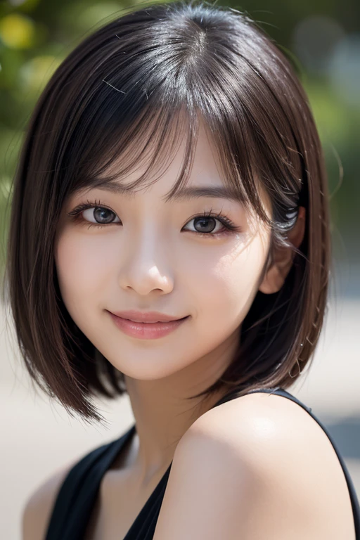 8k,Highest quality,(masterpiece:1.2),(Realistic),(Realistic:1.37),Ultra-high resolution,1 female college student,smile,Beautiful Eyes,Beautiful teeth alignment, In town,(((T-Shirts))),Big Breasts,Perfect body,Perfect Fingers,Professional Lighting,gravure,Detailed face and skin texture,fine grain,RAW Photos