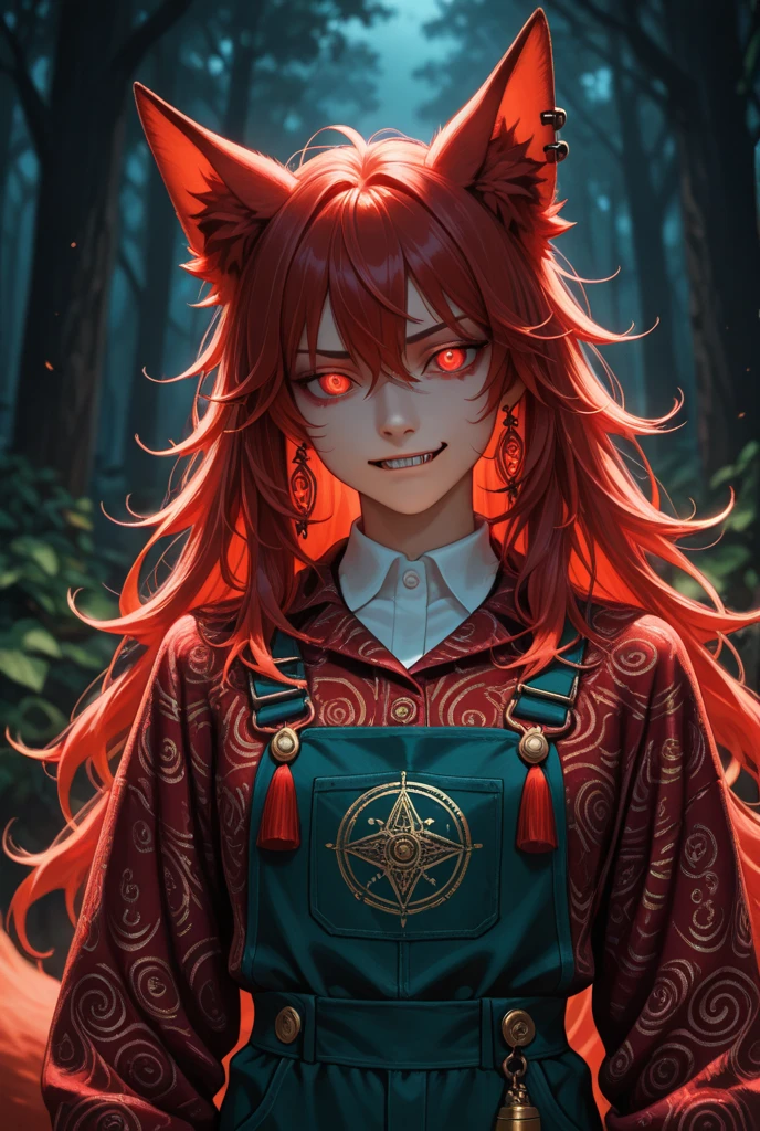 score_9, score_8_up, score_7_up, source_anime, cute furry girl, lexia, anthro red panda, black ponytail, fantasy, MADStyle, crazy, mad, madness, dark forest, local fog, red-glowing-art, violet-glowing-background, blue-glowing-eyes, magic, mystery atmosphere, detailed fur, many fur, 8K, RAW, best quality, masterpiece, ultra high res, colorful, (medium wide shot), (dynamic perspective), sharp focus, (depth of field, bokeh:1.3), extremely detailed eyes and face, beautiful detailed eyes,large , ((masterpiece, best quality)), Detailed background