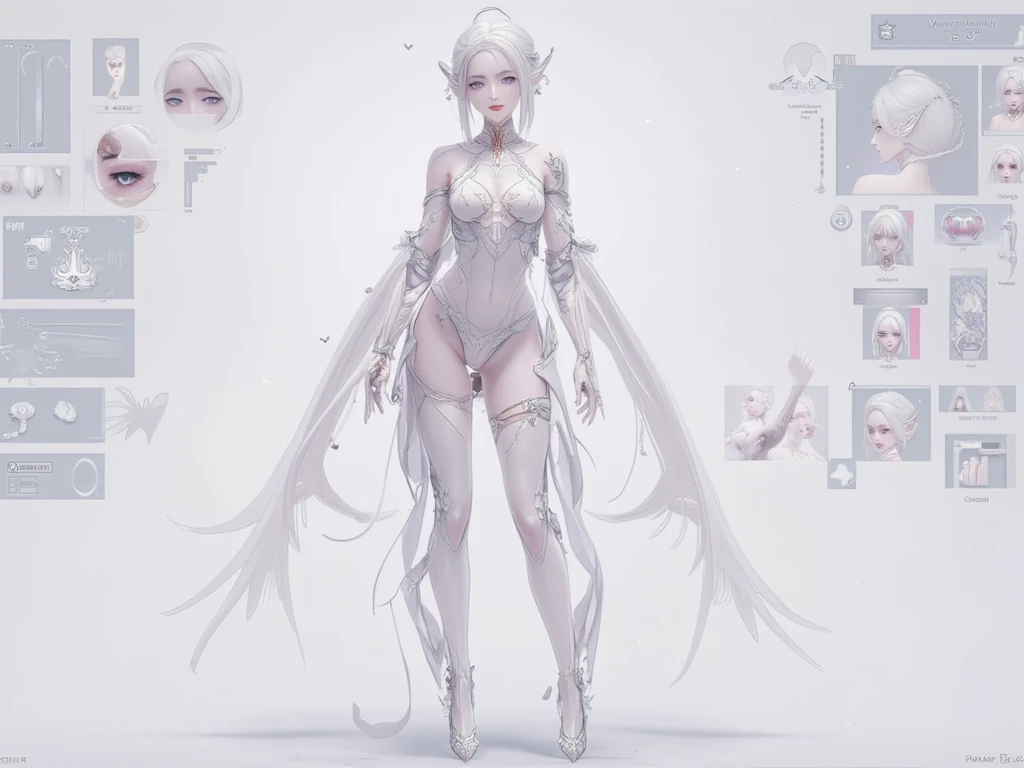 Dark goddess with six arms, unrealistic character concept, tight armor, full body portrait, barefoot, character is her natural pose, concept art for character pose, full body pose, realistic character concept, symmetrical full body rendering, hands on her body pose! , fashion concept art, full body portrait