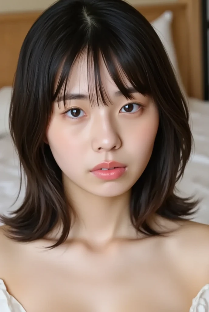(masterpiece:1.2), (Highest quality) ,(Very detailed), (8k, Complex), (Lens 135mm,1 1 1.8), (Realistic),Hotel Rooms、 Portrait Photography, Side lighting,Edge lights up,Best Shadow,Area light source,Perfect Anatomy,perfect face shape,Best for women,Best Female Body,Improves skin texture,Fine fabric pattern,Precise beauty,Delicate and delicate skin,Very detailed肌,Pale skin,Delicate hair,Glowing Skin,Very detailed顔と肌の質感, Glowing Skin, Sharp details, 超Realistic, Fine and beautiful skin, 1 female, 22 years old, Japanese women, (thin:Weight 1.0), Small breasts:1.3, ((Medium Hair, Straight hair, Straight hair, bangs:1.3, Brown Hair)), (White panties), (Nipples),(Small areola),(((Cowgirl))), (topless),necklace, (((Frowning、Open your mouth、Squint your eyes))), (((From below:1.5, Looking at the audience:1.3))), throw, Female dog, Browsing Caution,((Looking into the camera:1.7))