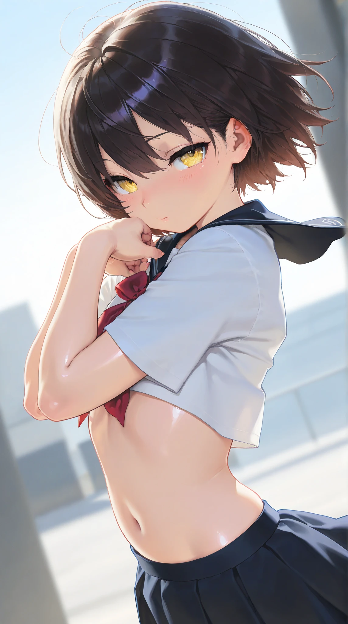 Kitasan Black,smile、looks happy、(naked:1.9),Outdoors、blue sky、(Wearing a collar:1.5)、Earrings、Earrings、bracelet,(masterpiece, Highest quality, Highest quality, Official Art, Beautiful and aesthetic:1.2),(Ultra-detailed),Open your mouth,(Steam coming out of the sides:1.5),(Cowboy Shot)、(Beautiful Face:1.4)、(Peeing:1.5)、Up from the bottom、Sweat、Facing forward,(最高のsmile:1.5)、全naked,Full nudity、navel piercing,Short Hair,((Slim figure))、(3 year old girl)、,(Small breasts:1.5)、shaved pussy,(nsfw:1.5),、(Hands on hips)、Highest quality、Very detailed、Animal ears