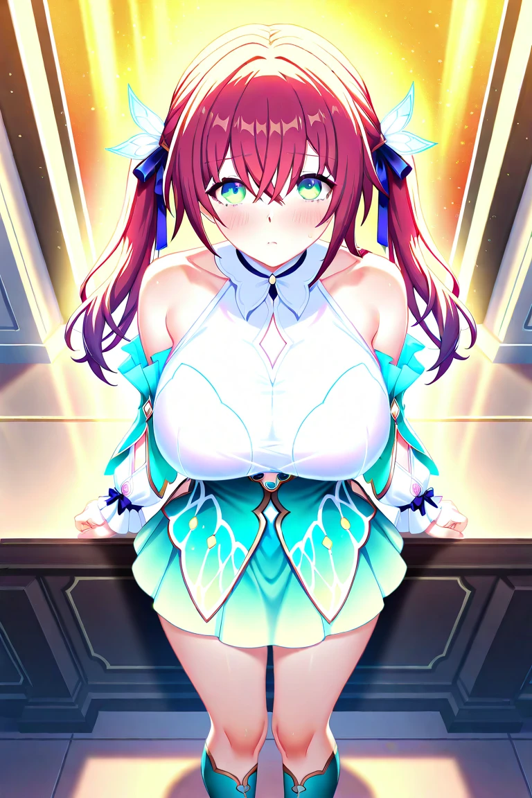 Pyra de Xenoblade, long red hair, neckleace, breasts big, sexy hentai girl, best qualityer