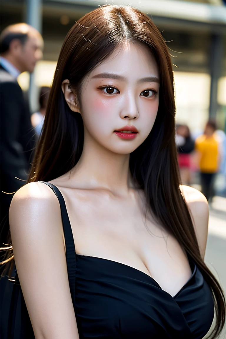 full lips,slanted eyes, big breasts