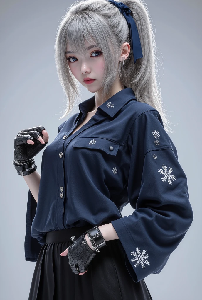 (La mejor calidad,A high resolution,Ultra - detallado,actual),Ariana Grande in a  posing for a photograph, (chaqueta y falda plomo :1.4) , (uniforme de marinero con cuello suelto:1.4) , (uniforme de marinero white :1.4) , (japanese school uniform:1.4) ,( seifuku:1.4) ,,(Fondo de ruinas de mazmorra en ruinas cyberpunk :1.4 ), More detailed 8K.motor irreal:1.4,UHD,La mejor calidad:1.4, fotorrealista:1.4, textura de la piel:1.4, obra maestra:1.8,obra-prima, mejor calidad,objeto Objeto], (detailed face features:1.3),(Las proporciones correctas),(Ojos hermosos azules),  (pose vaquero), (perfect anatomy :1.4), (estilo kawaii uniforme :1.4),,( ciberpunk 2.1), (no mutaciones) 