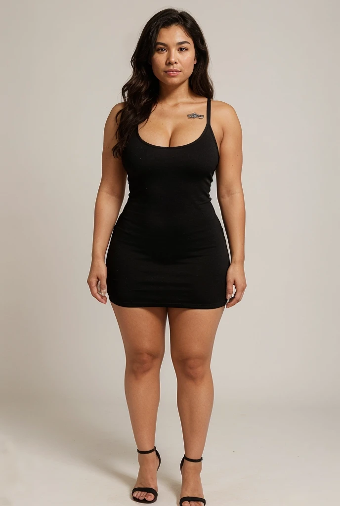 Curvy, breast size 5, in short fit dress