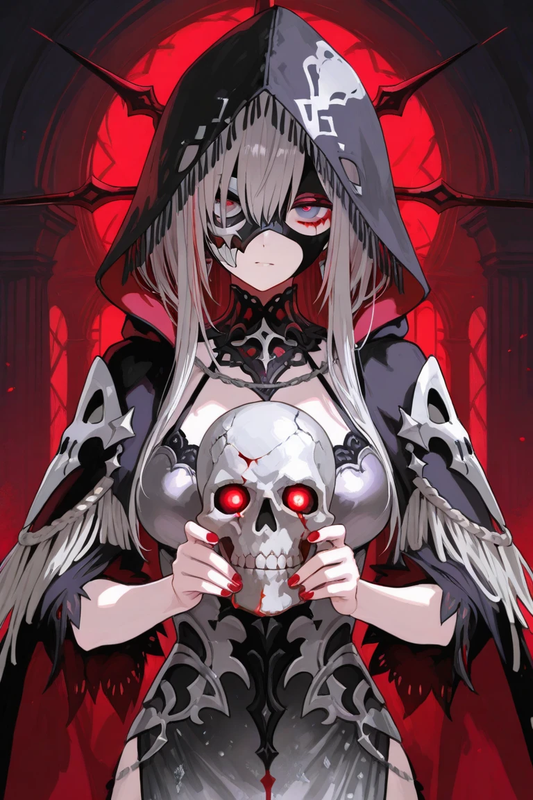 Anime girl holding a skeleton and skull in her hands, anime skull portrait woman, mechanized witch girl, Gothic Maiden anime girl, guweiz on pixiv artstation, guweiz on artstation pixiv, beautiful necromancer girl, Detailed Digital Anime Art, cushart krenz key art feminine, detailed anime character art, Detailed key anime art