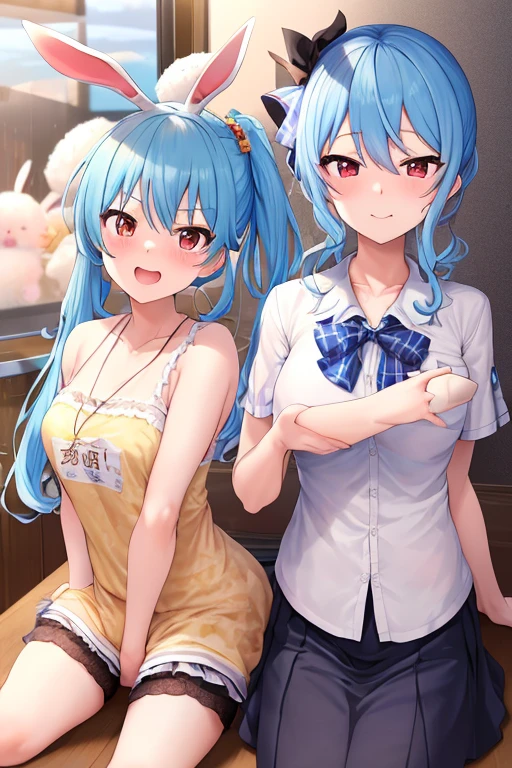 ((2girls:1.3)), ((moe style:1.3)), ganyu (genshin impact), lumine (genshin impact), full body, ((coffee shop)), ((perfect face)), ((extremely cute:1.3)), ((masterpiece:1.3)), ((8k)), ((best quality:1.3)), ((beautiful)), ((extremely detailed:1.3)) , ((absurdres)), AddXL, ((score_9:1.3)), ((score_8_up:1.3)), ((score_7_up:1.3))