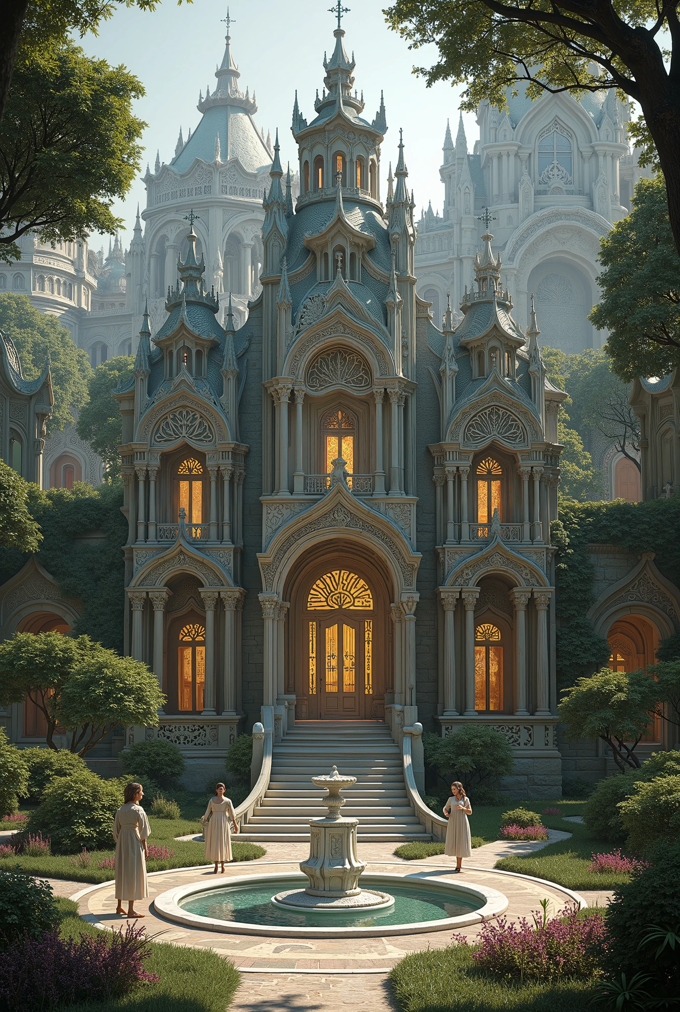 elf mansion with magical building, 4K, 8K, Unreal Engine.