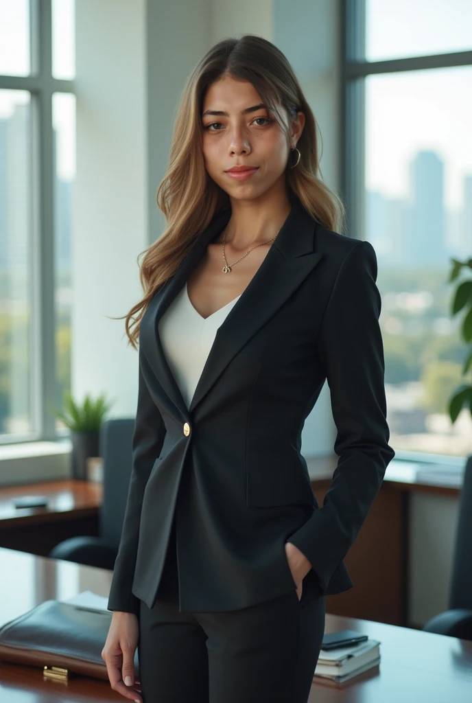 <lora:esterexposito:0.8> A woman, business outfit,