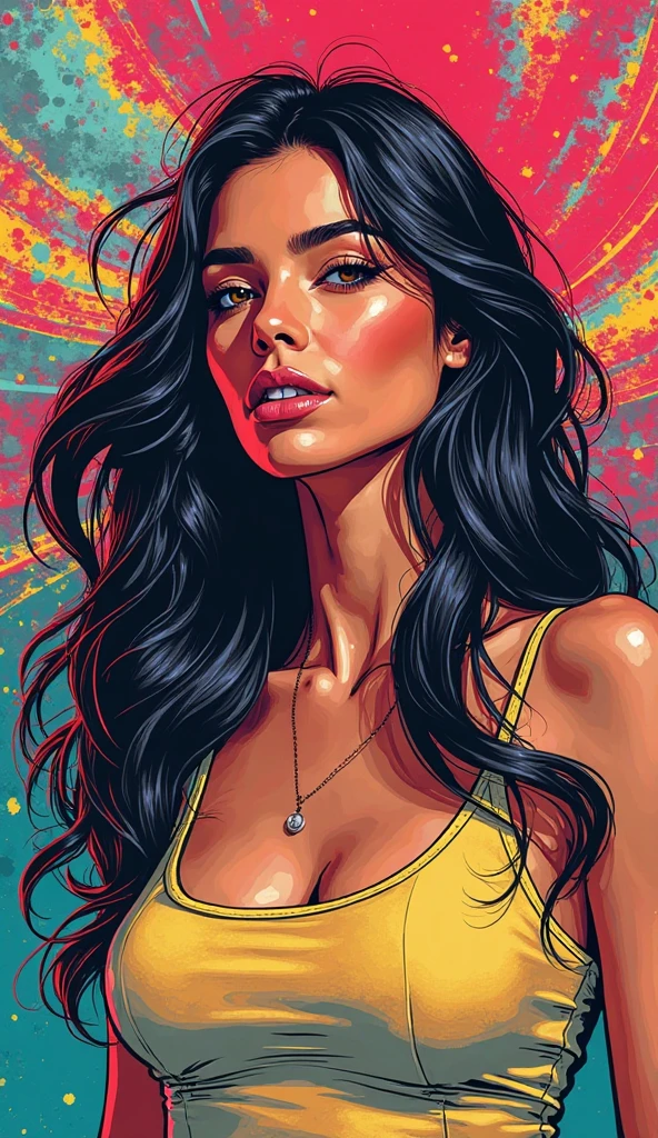 (masterpiece:1.2),(Highest quality),(Very detailed),(Ultra-high resolution),(Best illustrations),8k,wallpaper,Beautiful woman,whole body,psychedelic,Vector art,Layered textures,progressive,pop,(Super sexy:2.0),(A woman in the style of a European porn star from the 1970s:2.0)