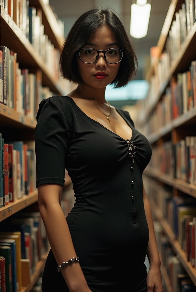 ((beautiful indian college Lecturer woman)), 45 Years old, Middle age woman, name mira filzah brown eye, wearing nerd eyewear,tudung muslim,modernbaju kurung look rich,, unbuttoned baju Kurung, calm,confident,happy, realistic beautiful Curvy body, sexy hourglass body, White Skin Body, (photo, photorealistic:1.37), (ultrahigh-res), half body, walking pose, hyper detailed POV, by lee jeffries, nikon d850, film stock photograph ,4 kodak portra 400 ,camera f1.6 lens ,rich colors ,hyper realistic ,lifelike texture, dramatic lighting , cinestill 800, (huge breasts 1.3), cleavage, different poses, different angle, different context,front view ,background library room,books in the hand,sexy,cleavage, big breasts,lean forward, leg spred,saggy breast, library outfit, ((front view)),((sexy)),full nude