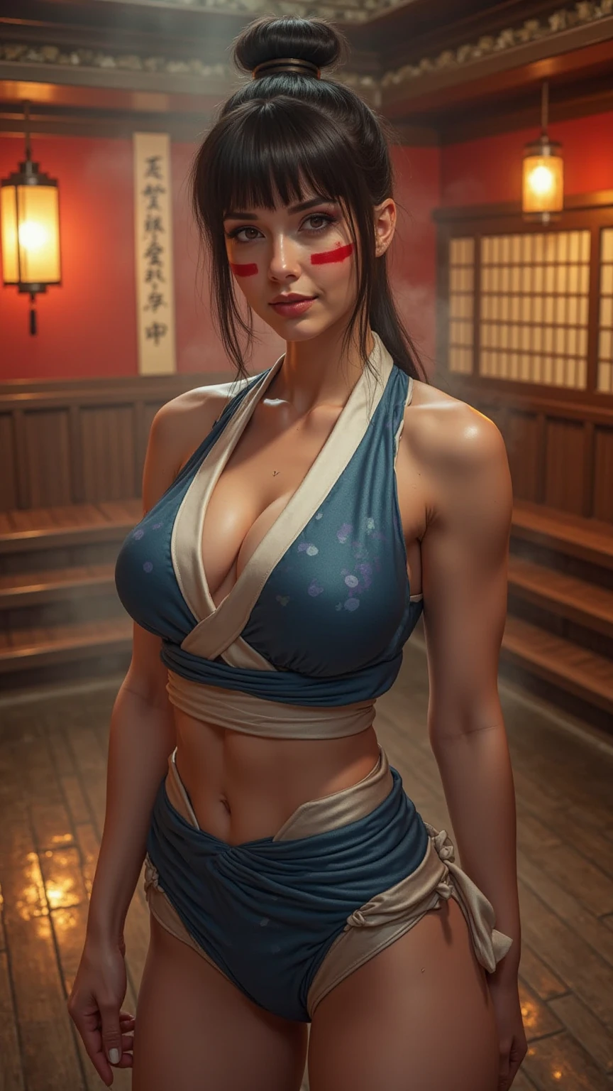 master part, absurdos , (detalhes intrincados), (colorido),Cinematic lighting,tiro de busto,extremamente detalhado CG unidade 8k papel de parede,Tendas\(Shippuden\), 1girl, sozinho, sbikini, hand on hip,protetor de testa, konohagakure symbol, headband, Olhando para o Viewer, ao ar livre, Floresta de Bambu, franzir, (seios grandes), (cintura magra), ((pose sexy))