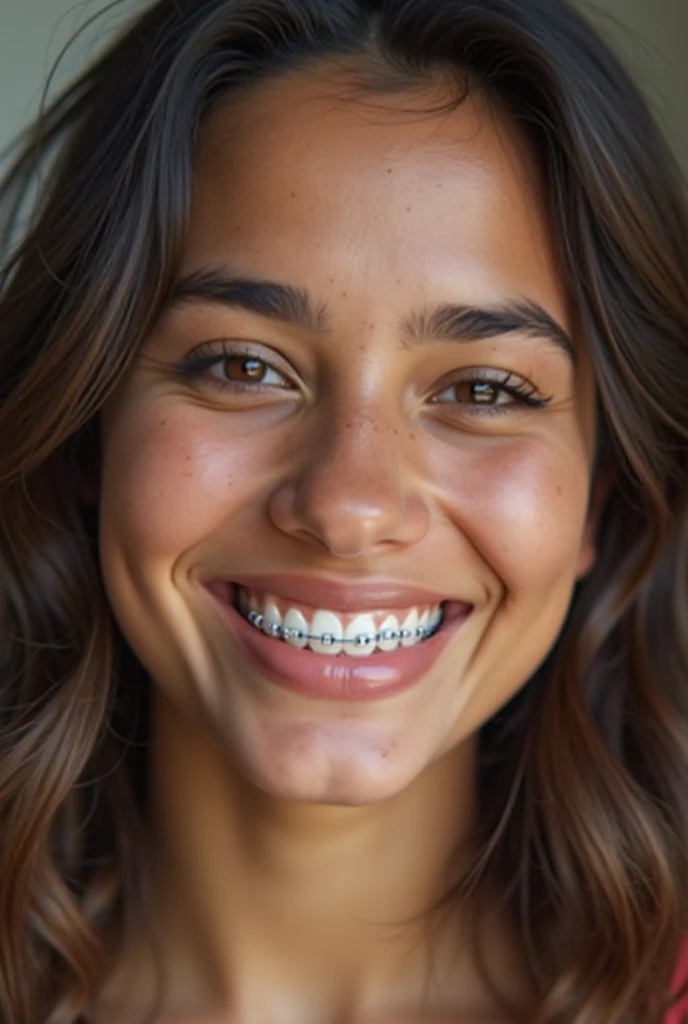 closeup portrait photo of a young woman smiles.(lot of cum on face:1.6)