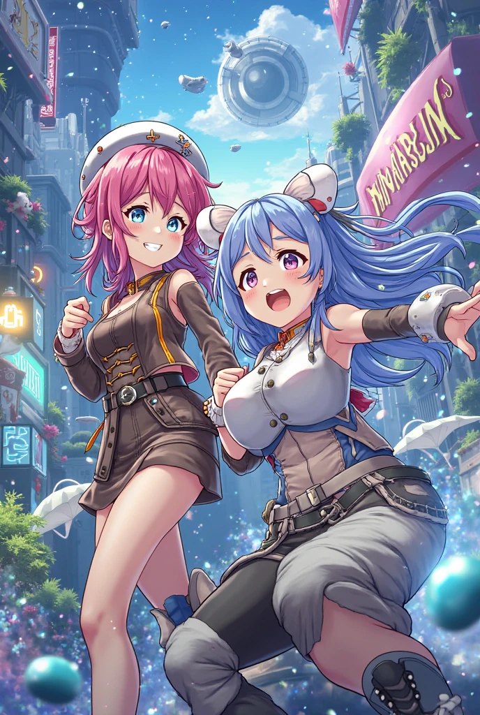 masterpiece,best quality,best resolusion,1 girl,2heads,detailed,ganyu character,has two goat horns on its head,short blue hair,blue eyes,wearing a high ,wearing a two-pronged red tie,big breasts,simple background,beautiful face,beautiful hair,beautiful eyes,beautiful body,beautiful hand,conjoined twins