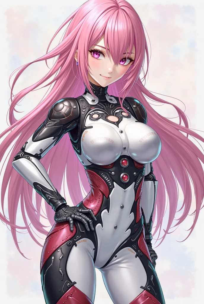 One Girl、single、alone、Trypophobia Head、Pink Hair、Long Hair、bangs、Pink Hair、Straight hair、Green Eyes、Beautiful Eyes、Upper body close-up、Side body、smile