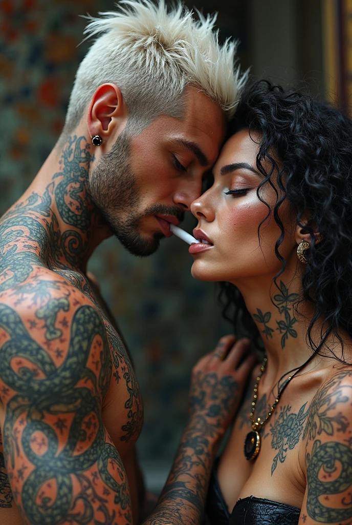 tattooed woman with a huge cock sucking a man's cock, very very realistic, very realistic, sexy lips, inked, very very very realistic, ultra realistic art, tattooed, beautiful and realistic, ultra realistic picture, very hyper realistic, ultra realistic!!!, really realistic, very realistic looking, range murata and artgerm