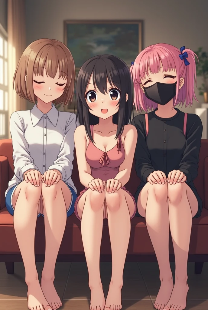sayuogiwara, Sayu Ogiwara, brown hair, (brown eyes:1.5), medium hair, break ,{{{on the train}}}, train interior, masterpiece, 1girl, sitting, , miniskirt, sitting, smirk, evil smile, skirt lift, show of panties, spread legs, front view of front seat, looking at viewer