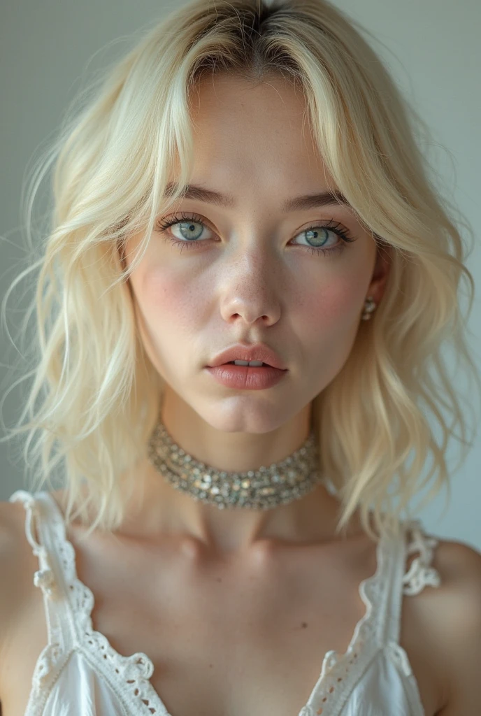 Clean faces, Emma Myers, sweet, Cute, kawaii, perfect face, fine features, (small nipples, natural nipples), (skinny), (small ass, round ass), ((slender legs)), pale skin, soft skin, Caucasian , slender girl, natural make-up on глаза only, Cute face, natural_beauty, (colorful hair, White Platinum Hair, long with wavy ends, baby headband in hair, long bangs), don&#39;t wear underwear, high heel shoes, (Cute волосы accesories), Fantasy_Princess, NECKLACE, necklace, long earring, Cute 18 years old girl, skinny, beautiful young girl, (hips, depth of field, blurred background, Light particles, fog), ((cyberПанк bedroom background:1.6)), ((real life, realistic, profesional Photography, Photo_realistic, hyper_Realism, ultra detailed)), Photography by Tim Walker, Tim Walker&#39;s masterpiece, best_quality, 8 K, Cute theme, soft tones, pastel tones, low saturation, (contrast:0.3), muted colors, cold light, neon, eks_Machine_movie, studio light. Three women in lingerie, posing for photos, hyperреалистичная школьница, beautiful young cat lady, Delicate poses, Anna Nikonova, aka Newmilky, in style of oops, oops loish and clamp style, oops. 4 thousand., Cute elegant pose, hyperrealistic , the style of oops, Photoреалистичное идеальное тело