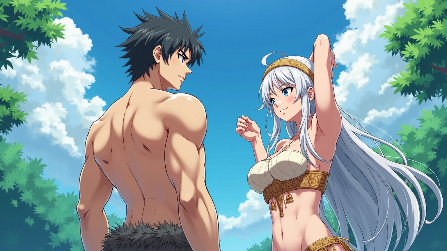 Adam and Eve, who spent their childhood in the Garden of Eden, are undressed